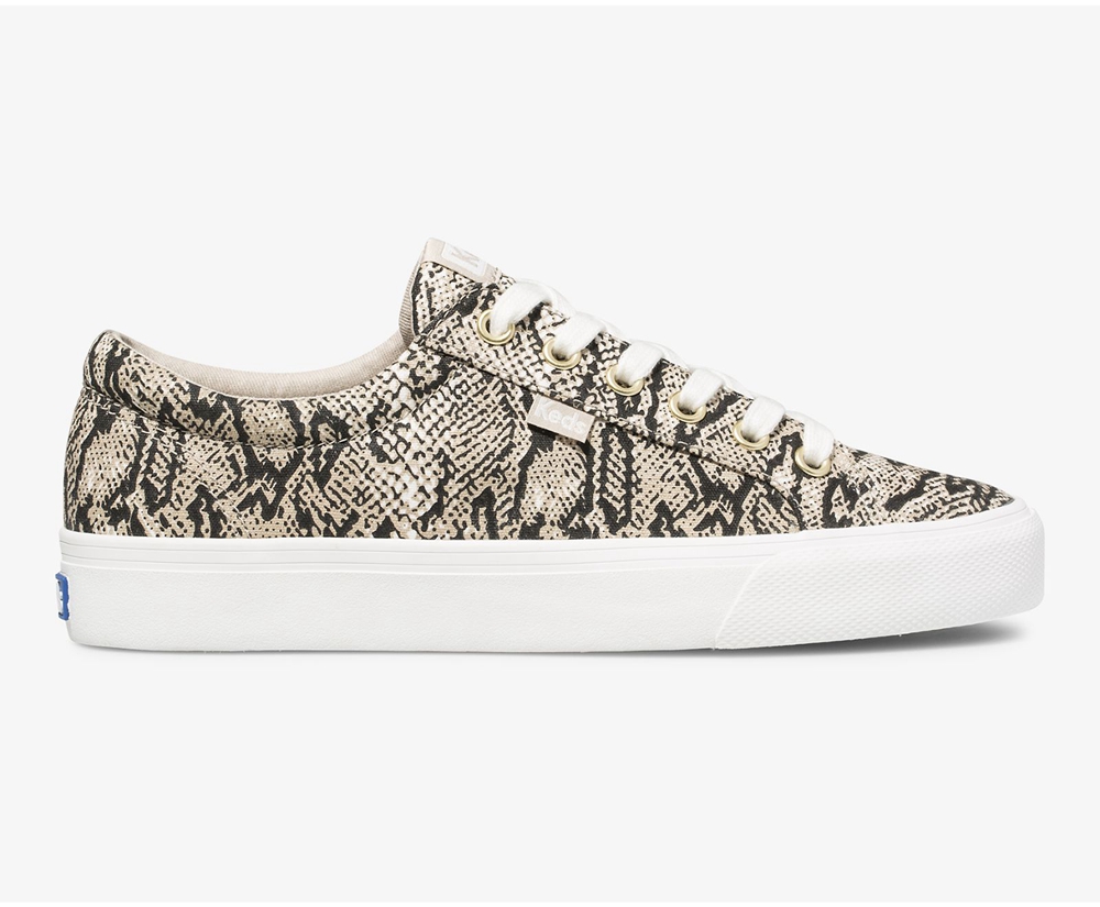 Womens Keds Sneakers - Jump Kick Snake - White/Black - 5798-XAKWL